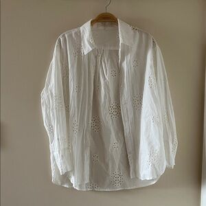 SHEIN White Button Down Shirt with Cutouts